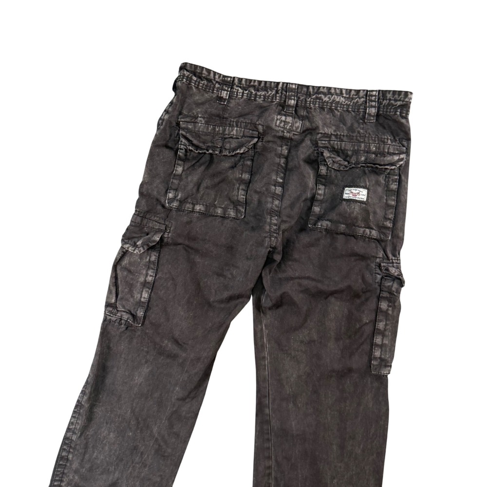 VTG Escapism Black Cargo Jeans 38x34 Handmade Y2K Utility‎ Gorpcore Tech Pants